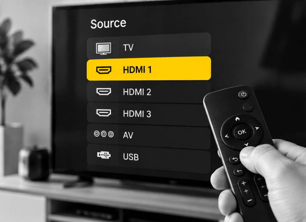 Sélection de source sur une télévision