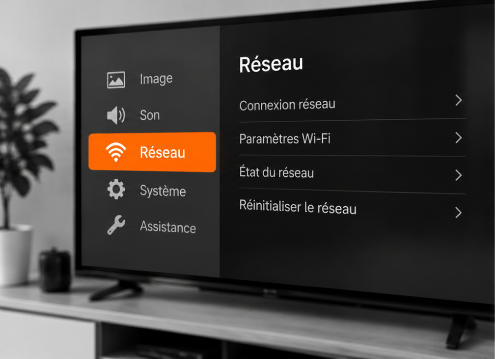 Menu réseau d'une télévision