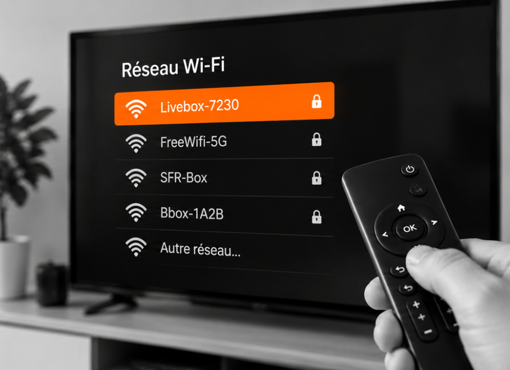 Choix d'un réseau Wi-Fi sur une télévision