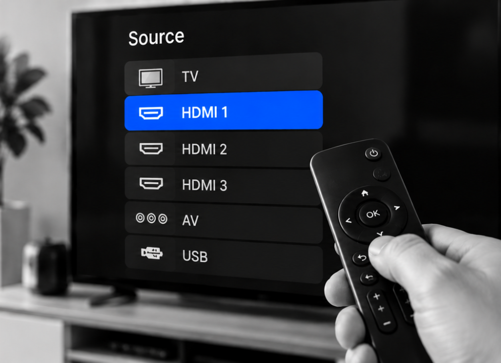 Sélection d'une entrée HDMI sur une télévision