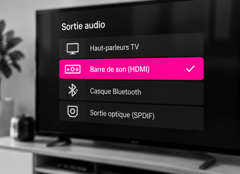 Réglage de sortie audio d'une télévision