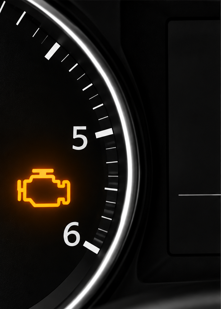 Voyant moteur sur tableau de bord automobile